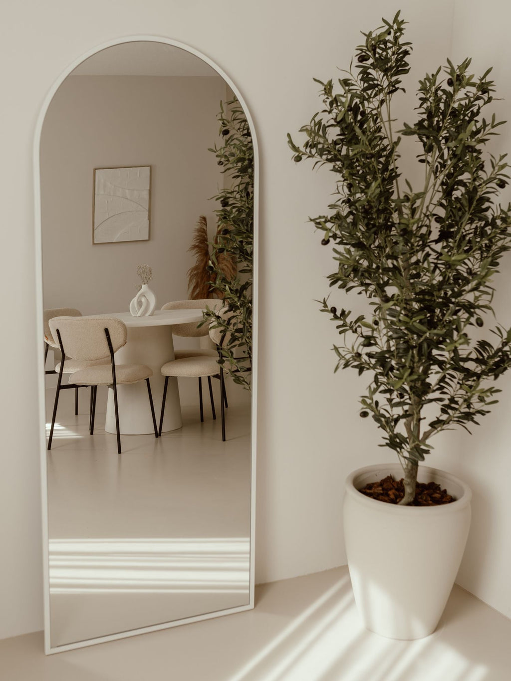 Large Standing Oval Mirror 180x70 White