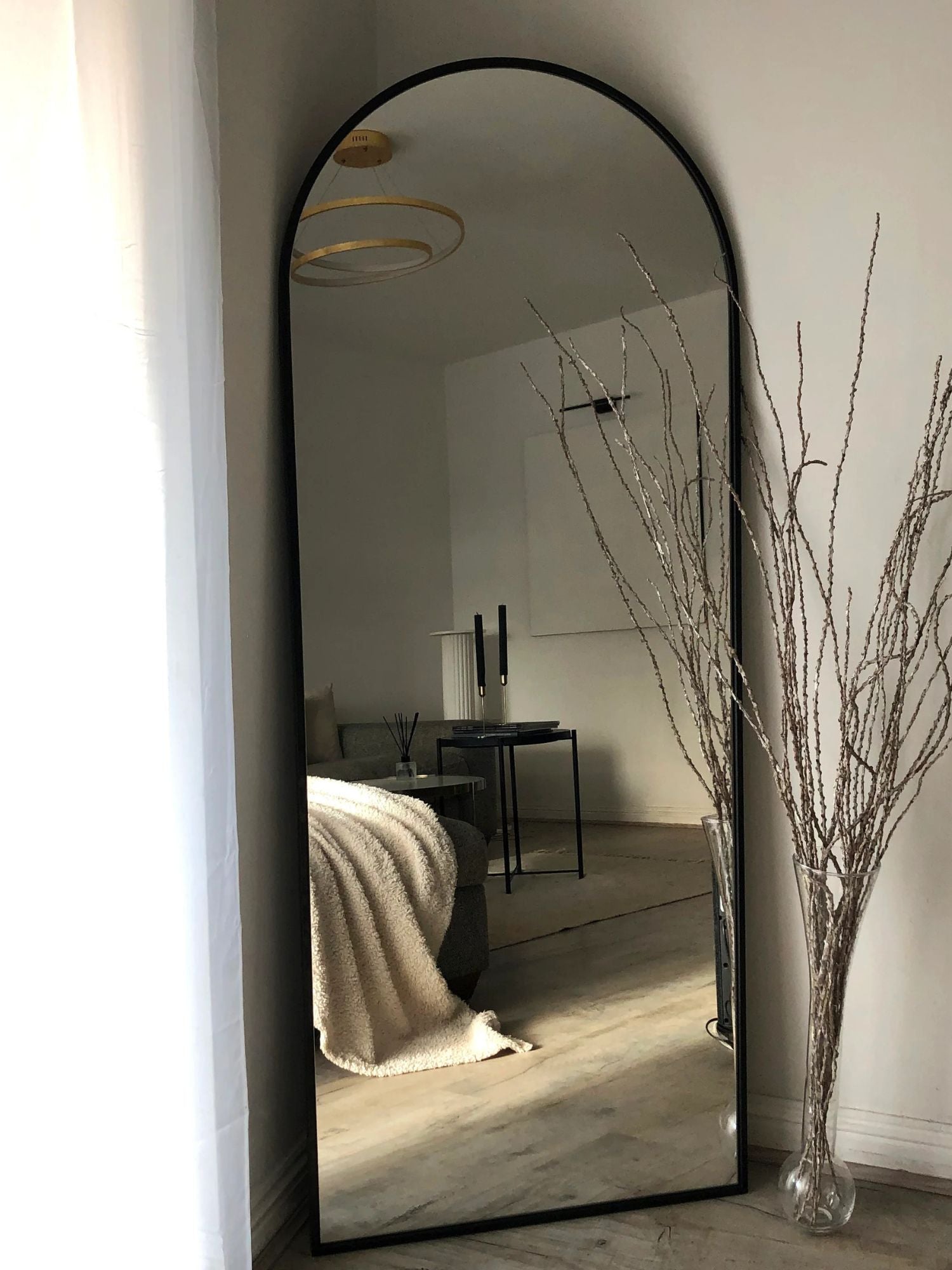 Large Standing Oval Mirror 180x70 Black