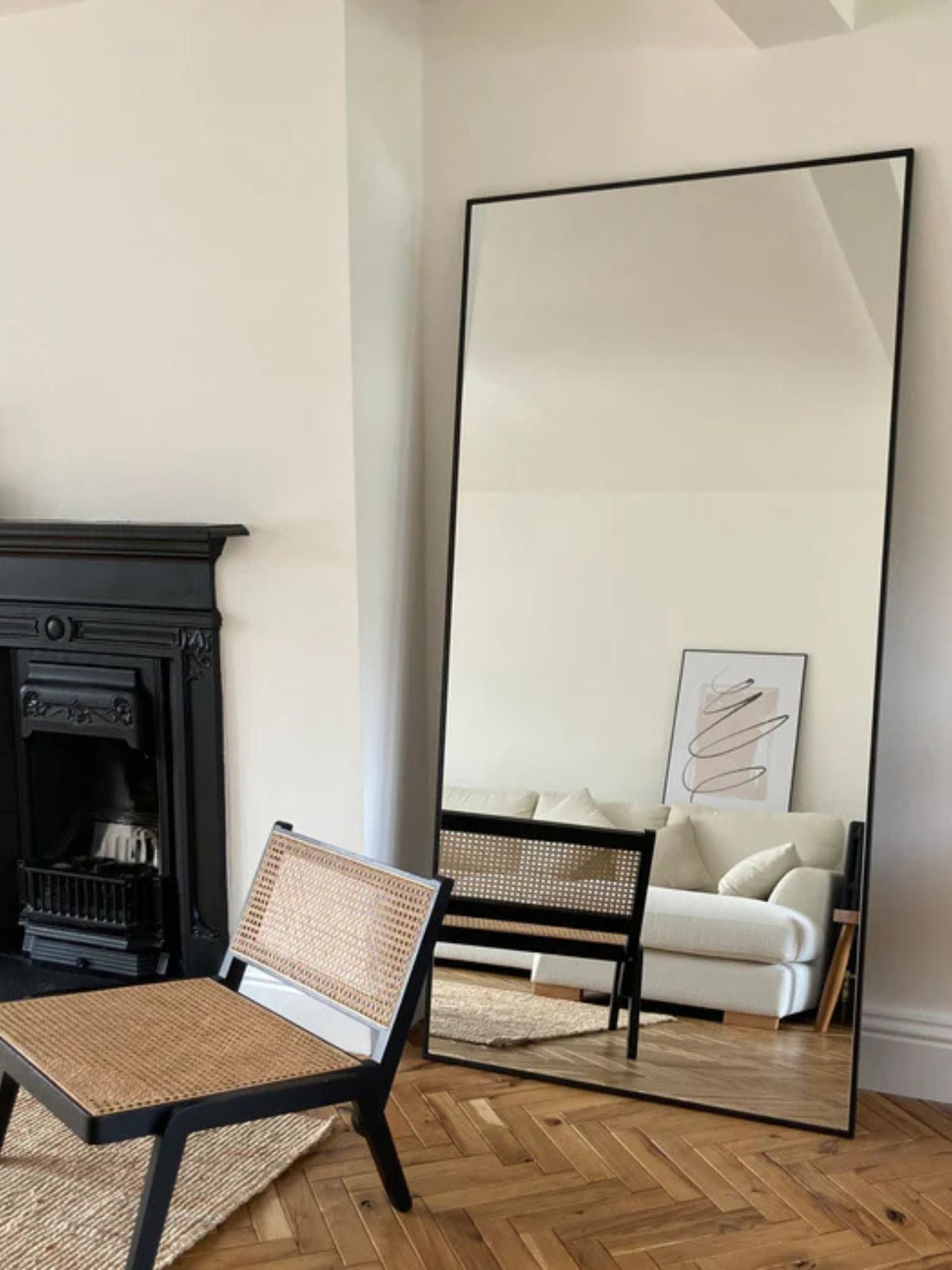 Large Rectangular Standing Mirror, 180x100 cm, Black
