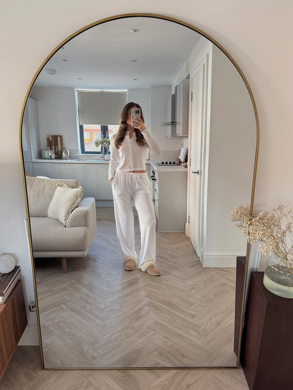 Large Standing Oval Mirror 180x100 Gold