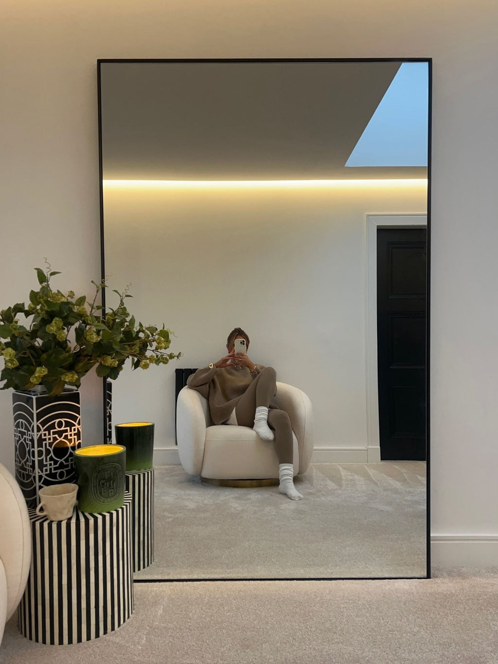 Large Rectangular Standing Mirror, 180x100 cm, Black
