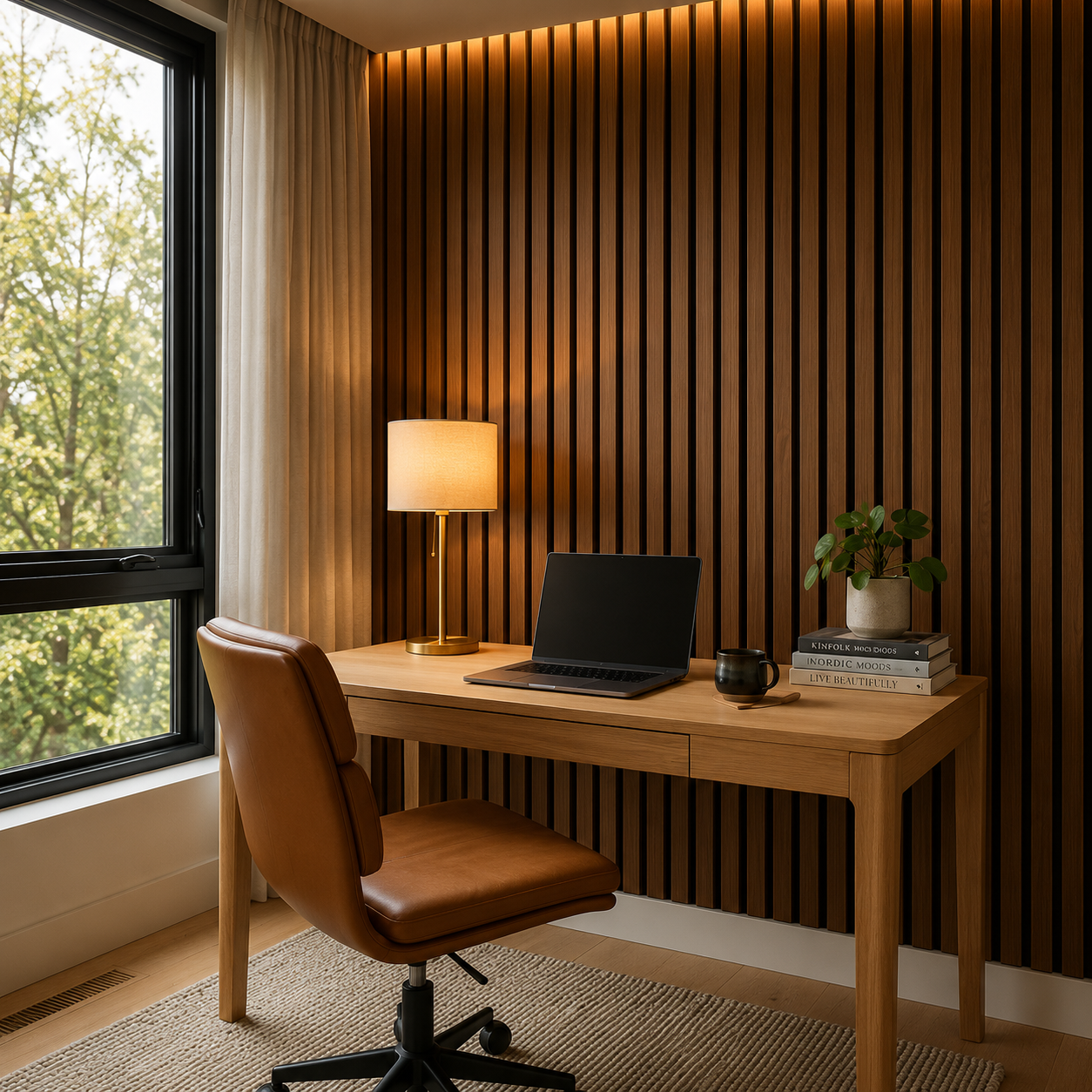 Brunello XL Walnut Acoustic Slat Panel – 270 × 110 cm