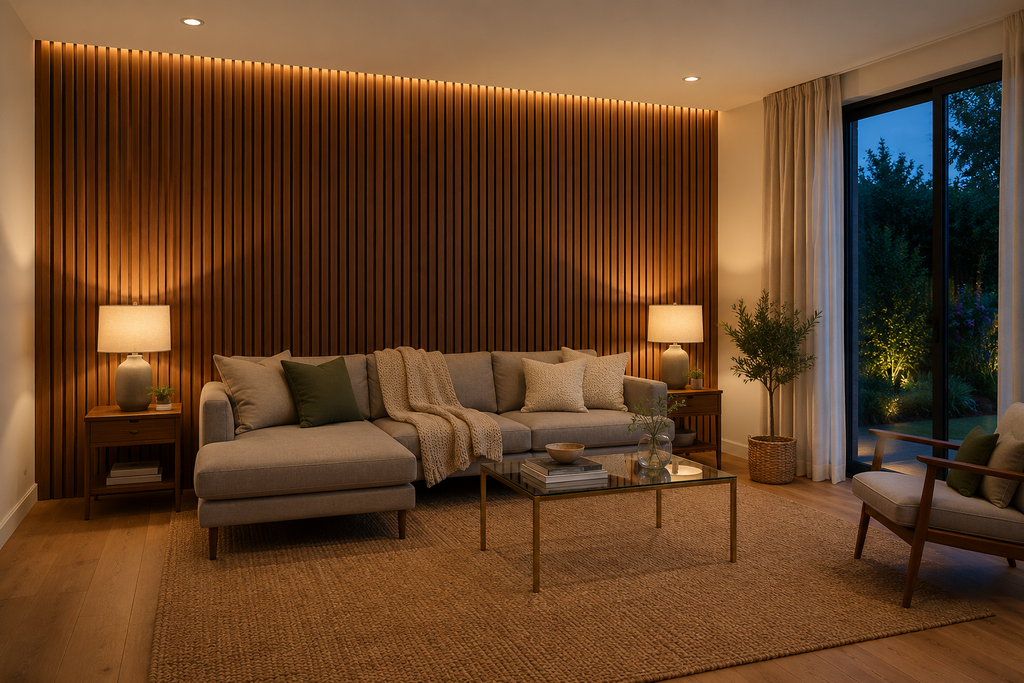 Brunello XL Walnut Acoustic Slat Panel – 270 × 110 cm