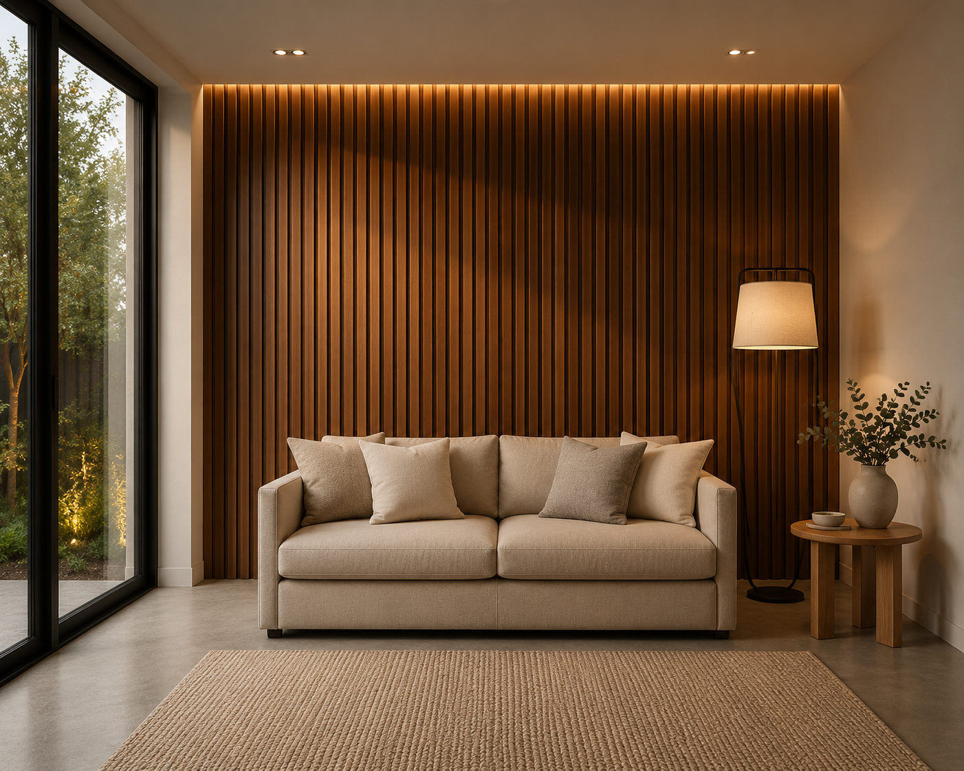 Brunello XL Walnut Acoustic Slat Panel – 270 × 110 cm